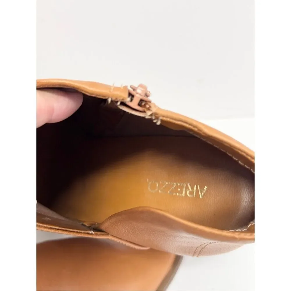 Arezzo Leather‎ Boots Size 9 Pointed Toe Block Heel Pull On Booties NEW